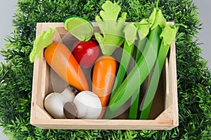 Collection fruits and vegetables for children