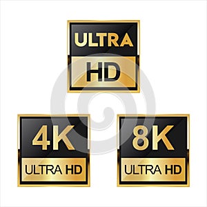 Collection of Full HD 4k 8K and Ultra Hd icons photo