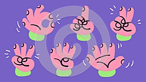 Collection of funny blob hands showing numbers from zero to five photo