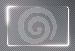Collection of futuristic hud light white frame. PNG Technological background. Light white frames square, oval, rectangle