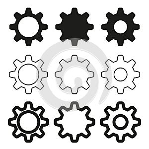 Collection of gear icons. Cogwheel set. Machinery parts. Vector illustration. EPS 10.