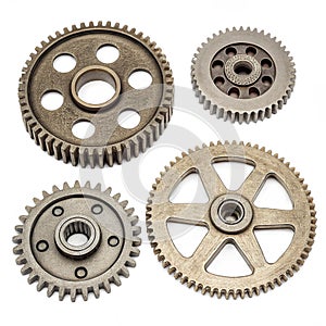 Collection of gears isolated on white background
