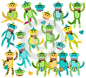 Collection of Gender Neutral Sock Monkey Vectors photo