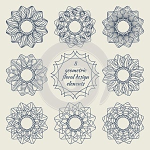 Collection of geometric floral design elements