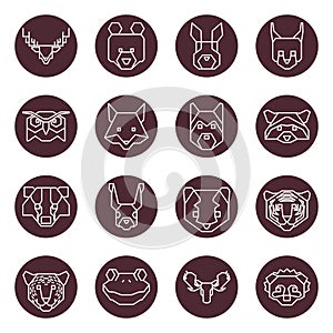 Collection of geometrical animal heads. Vector illustration decorative design