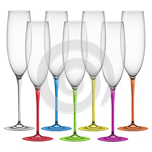 Collection of glasses with multicilored stalks