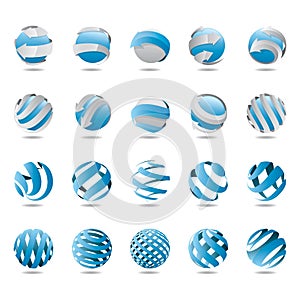 Collection of globe logo elements. Vector illustration decorative design