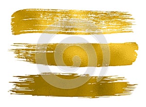 Collection of gold paint, brush strokes â€“ vector