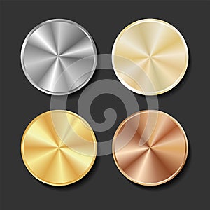 Collection of gold silver and bronze metallic gradients