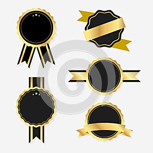 Collection of golden and black labels and banners retro vintage style