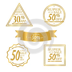 Collection of golden Sale Discount. Vector