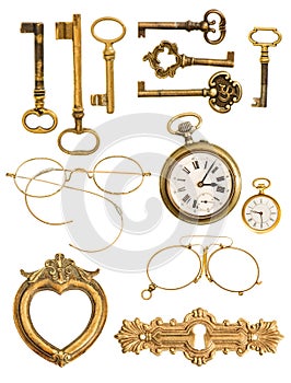 Collection of golden vintage accessories