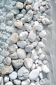 Rocks Embedded in Sandy Beach. Generative AI photo