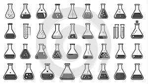 A collection of grayscale illustrations depicting various types