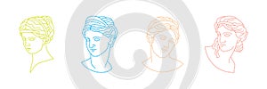 collection of greek and roman portrait sculptures in hand-drawn illustrations
