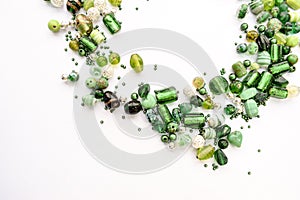 Collection of green glass beads