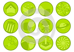 Collection of green icons