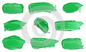 Collection of Green Swatches on a White Background