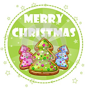 Collection greeting card, Christmas trees cookies