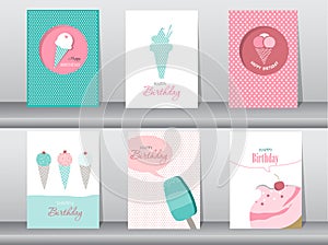 Collection of greeting and invitation card,birthday, holiday, christmas,ice cream,sweet,summer,gift,cartoon, illustration