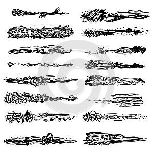Collection of grunge brushes. Hand drawn vector