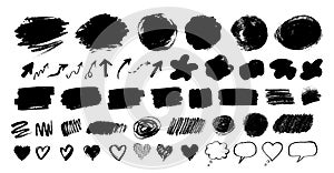 Collection of hand drawn forms and banners