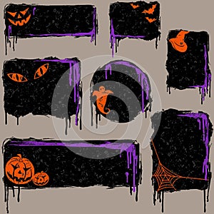 Collection of grungy halloween design elements