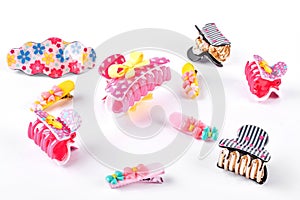 Collection of hair clips for kids.