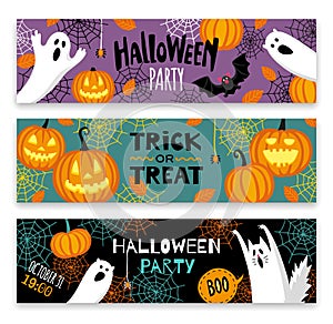 Collection of halloween banner templates.