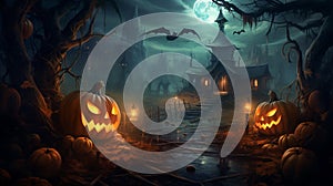 Collection of halloween party objects forming a frame