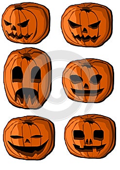 Collection of halloween pumpkin lanterns