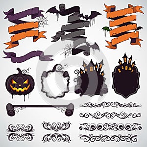 AI Generated Halloween Banner Elements Vector Pack â Transparent Background