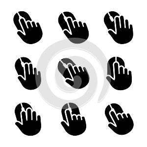 Collection of Hand Cursor Icons for User Interface Design