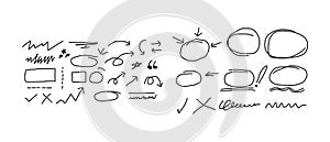 Collection of Hand Drawn Diagram Elements and Symbols for Flowcharts