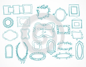 Collection of hand drawn doodle frames