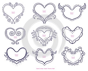 Collection of hand drawn hearts shape,copy space,cartoon style