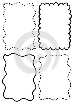 Collection of hand drawn quirky whimsical frames in black on white