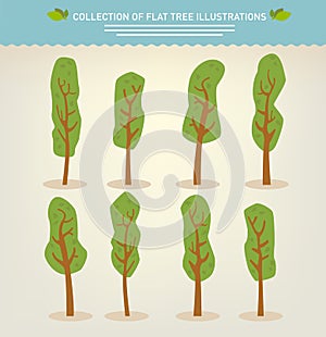 Collection of hand drawn trees