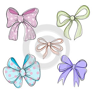 Collection of hand drawn vector bows photo