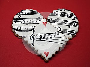 Collection of handmade honey cookies with musical notes on it