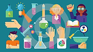 A collection of handson science experiments catered to kinesthetic and experiential learners.. Vector illustration. photo