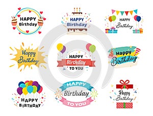 Collection of Happy Birthday banner vector set for celebration