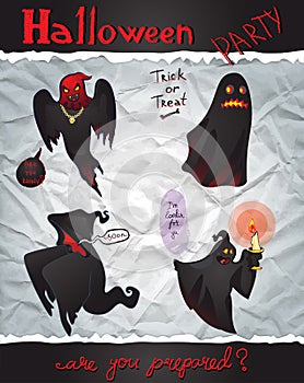 Collection Happy Halloween Cartoon Ghosts