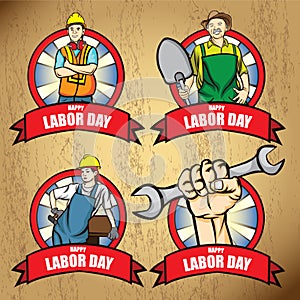 Collection of happy labor day posters. Vector illustration decorative design