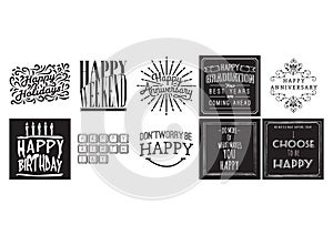 collection of happy quotes and wishes. Vector illustration decorative design