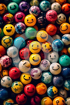 Collection of happy smiley marbles with Vibrant color and a joyful