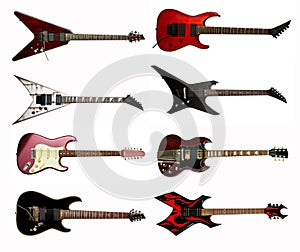 Collection of heavy metal electric guitars