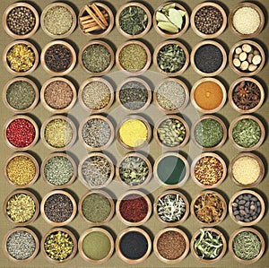 Collection of herbs and spices