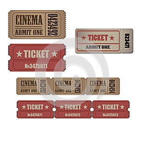 Collection of High detail Vintage grunge Tickets and Coupons vector illustrations