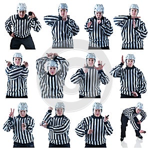 Collection of hockey referees gestures